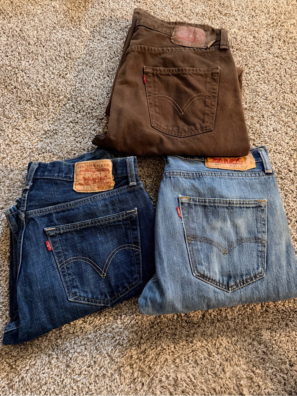 Levi's Men's Jeans - Brown, Dark Blue & Light Blue - 33x30